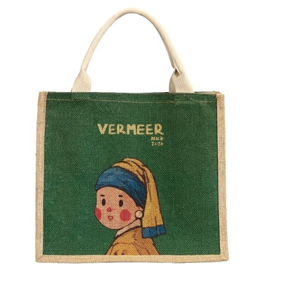 좋은 가격 맞춤 인쇄 된 유트 토트 가방 laminated 패턴 된 burlap 핸드백 온라인으로